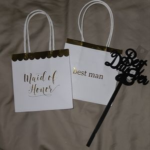 "Best Day Ever" Wedding Cake Topper & 2 Gift Bags